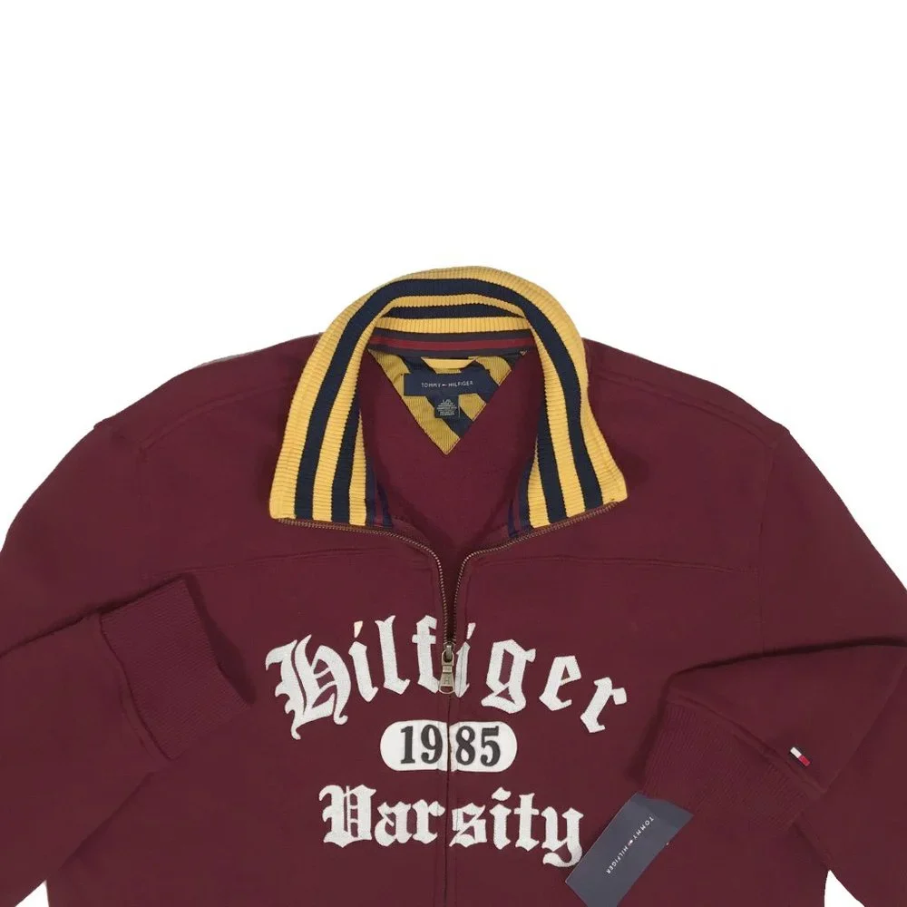NEW Vintage Tommy Hilfiger Varsity Sweatshirt! Maroon White Baroque Sewn Letters